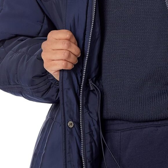 Amazon Essentials Navy Blue Quilted Puffer Insulated Long Midi Coat - Picture 2 of 7